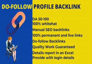 I will provide 50 Profile Backlinks Manually on High DA Website