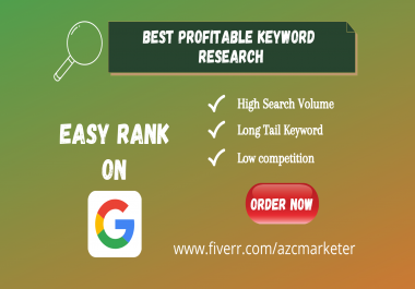 I will do 20 profitable keyword research for easy rank on google.