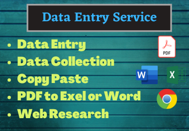 I will do data entry,  data scraping,  copy paste jobs,  typing work