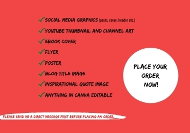 I will design social media posts,  graphics,  thumbnail,  ebook cover,  flyer and anything in canva
