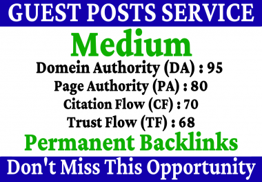 Write And Publish A Guest Post On Medium DA 95,  PA 80 With Permanent Backlinks Boost Your Site
