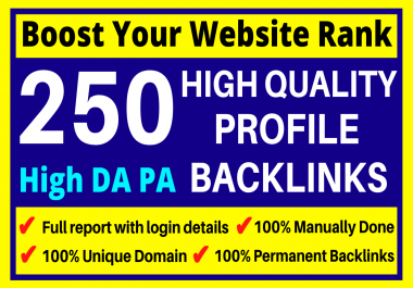 Manually 250 Pr9 DA 70+ DoFollow Profile Creation Backlinks Like Ted,  About. me,  Behance,  Quora Etc