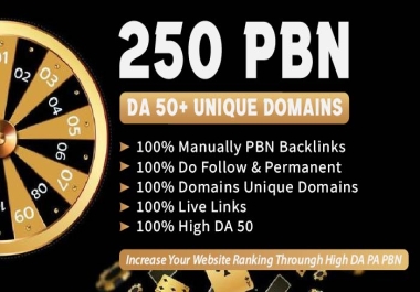 250 PBN on DA 50 PLUS permanent Dofollow SEO backlinks on aged domains and boost your Websites