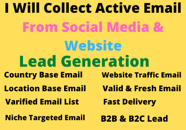 I Will Collect Active Email From Social Media & Web Research.