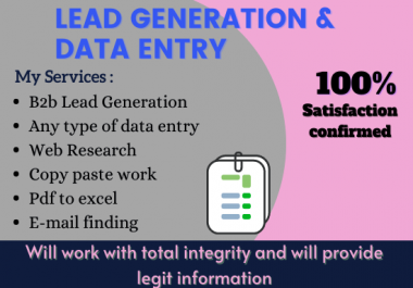 I will do lead generation and data entry with 100 accuracy