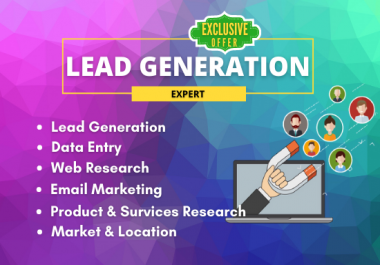 I will be your Virtual Assistant for your Lead Generation,  Data Entry,  Web Research Etc.