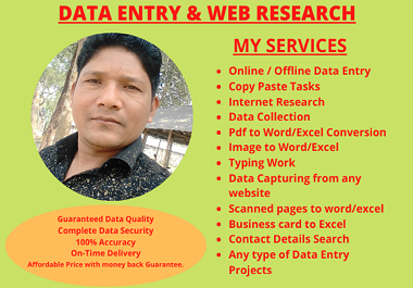 I Will Do Data Entry & Web Research Expert