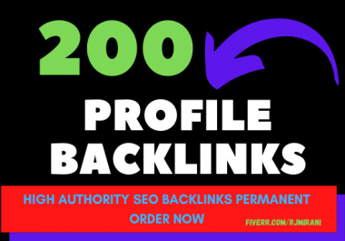 I will create 200 profile backlinks on high authority branded sites