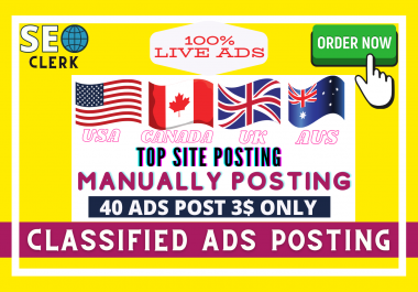I Will post your ads in top ranking classified ads posting site