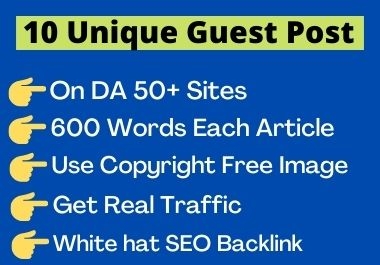I will do 10 Guest post SEO backlink to boost your website ranking