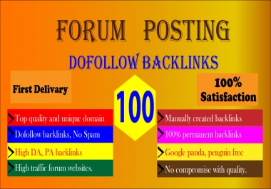 I Will Provide 50 Forum Posting On High DA PA sites For Ranking your website