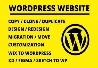 Design, redesign, copy / clone, migration / move, customize WordPress website, Wix to WordPress