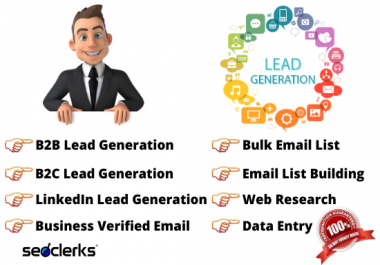 I will do B2B,  B2C and LinkedIn Lead Generation with Bulk Email List