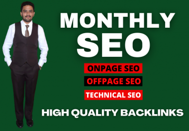 I will provide monthly SEO service,  on and off page optimization for website ranking