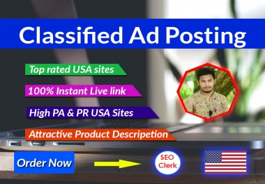 You will get Classified ads posting in USA top rated ads posting site