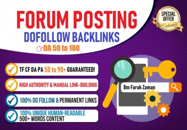 i will do 40 SEO backlinks by forum postin in high DA Sites
