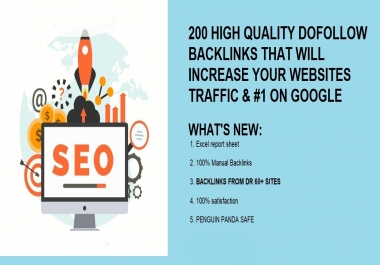 I will create 200 Dofollow backlinks to Rank you up