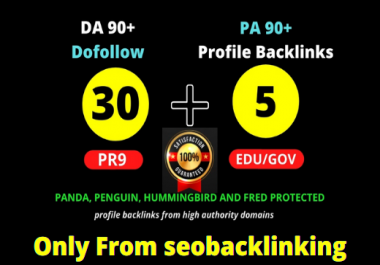 I Will Create 30 Pr9 +5 Edu/Gov Dofollow DA80+ SEO Profile Backlinks