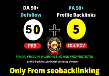 I will do exclusively 55 backlinks 50 pr9 and 5 EDU/GOV High DA PA Profile backlinks