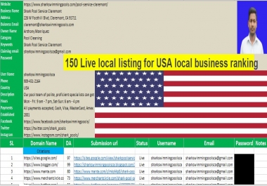 I will 150 local listing for USA local business ranking