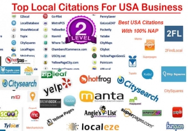 I will do Top 40 High DA 50+ live local listings for USA local business ranking