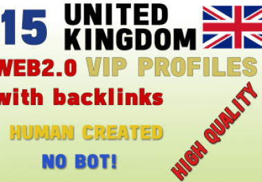 I will provide 15 vip uk profile backlinks services manually.