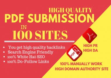 I will do pdf submission SEO backlinks with best 100 sites