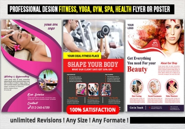 I will design professional fitness yoga gym flyer or poster