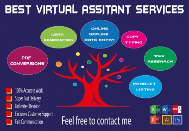 I will be your virtual assistant for data entry,  copy paste,  b2b lead generation and product listing