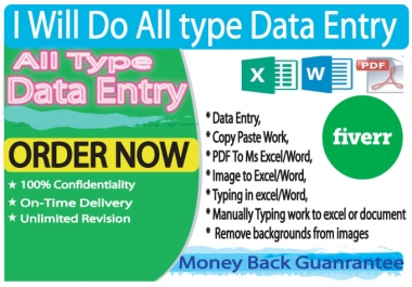 I will do all of work related data entry operator with 100 accuracy. And my typing speed innovative
