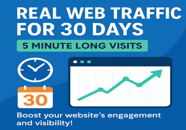 30 Days of Real organic Web Traffic - 150+ Daily Visitors 5 Min Avg Time Low Bounce SEO Boost