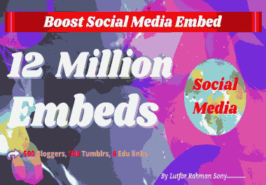 Social Marketing - 12 Million Social Post Embeds + 500 Blogger,  500 Tumblr & EDU backlinks for 5
