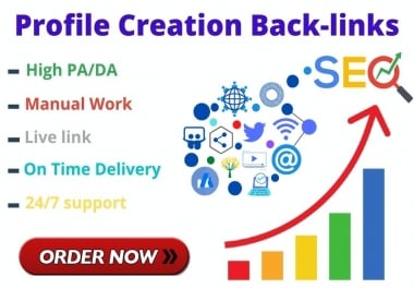 I will do HQ 50 do-follow high authority profile creation back-links