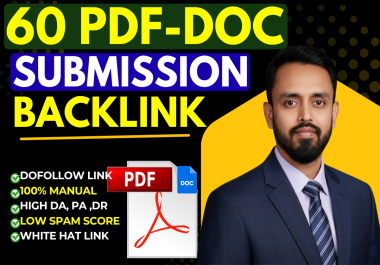 60 PDF Submission or Doc Share Backlinks - High Authority Manual SEO Service