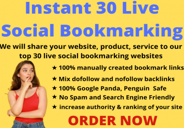 Instant 30 Live Do follow Social Bookmarking Links with in 24 hours