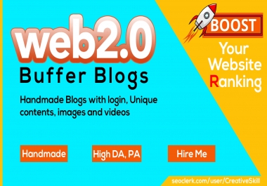 Manually Create 10 Web 2.0 Buffer Blogs With Login Get Bonus 10 Posts