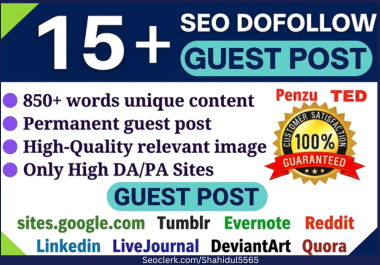 Guest post 15 web2.0 Site write Unique article and Quickly publish on DA 90+ website