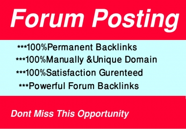 I will manually 20 forum posting on high-quality Website.
