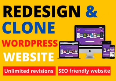 Redesign copy clone wordpress website and design wordpress website