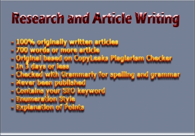 I Will Do The Research And Write Articles For You