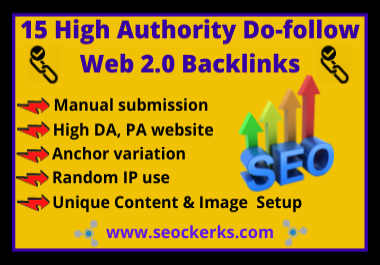 I will Do High Authority 15 Do-follow 2.0 Manually Backlinks