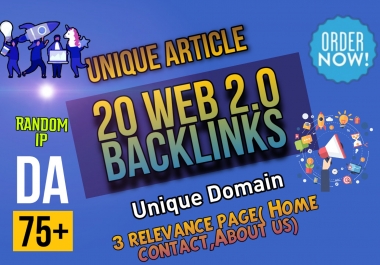 Effective 20 DO-FOLLOW High Domain authority Web 2.0 backlinks manually