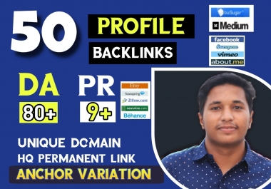 50 Do-follow High authority profile backlinks for quickly rank