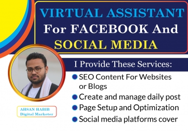 I will be your Virtual Assistant for Social Media Manager