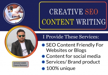 1000+ words SEO friendly content writing for websites,  blogs and social media.