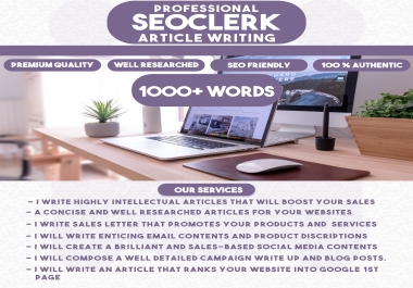 Write a high ranking SEO and detailed promotional article,  blogs,  sale letters and Website content