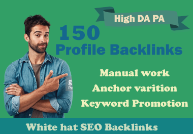 I will create 150 High Authority 90+ DA PA PR9 SEO Profile Backlinks