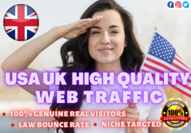 We will provide 6000 USA,  UK targeted real visitors to your website in 30 days