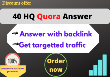 I Will provide 40 Quora question answer with backlinks to promote your website