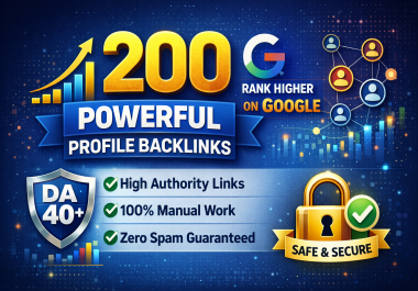 Rank higher on google with 200 ultra powerful DA 40+ zero spam authority profile backlinks